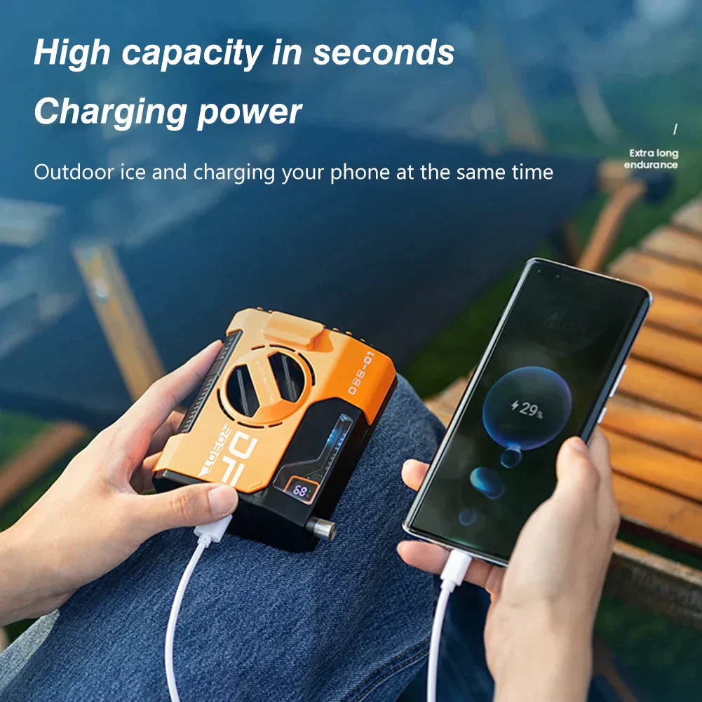 Mini Cooling Fan with Power Bank – Stay Cool & Charged Anywhere