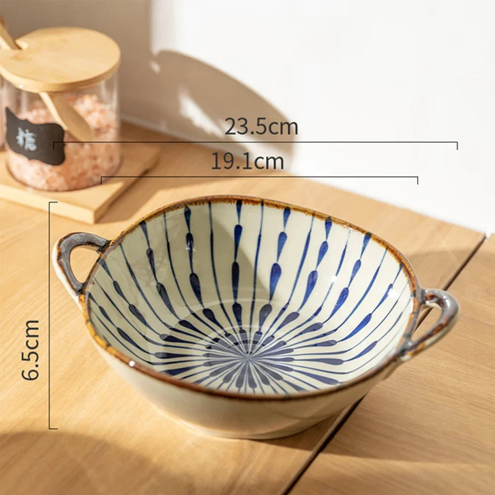 7.5" Ceramic Soup Bowl with Handle – Microwave Safe