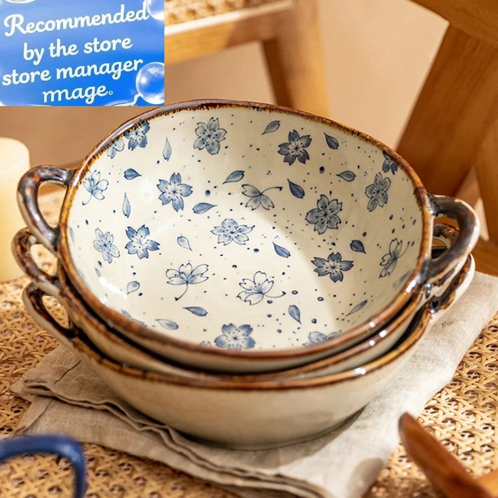 7.5" Ceramic Soup Bowl with Handle – Microwave Safe