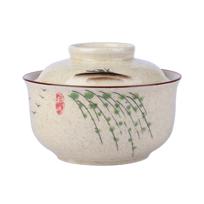 6.5-Inch Ceramic Ramen Bowl with Lid – Soup, Rice & Noodle Bowl