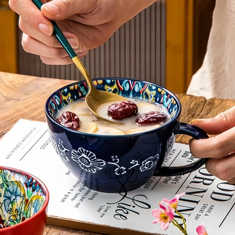 Bohemian Ceramic Mug – 13.5oz Handcrafted Coffee & Tea Cup
