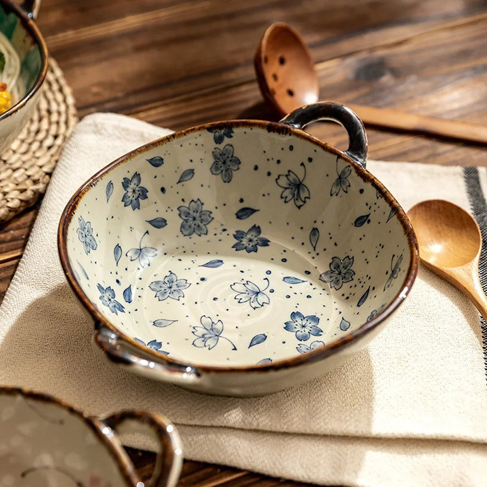 7.5" Ceramic Soup Bowl with Handle – Microwave Safe