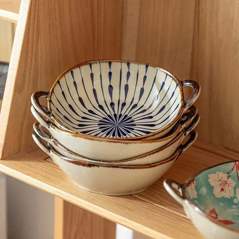 7.5" Ceramic Soup Bowl with Handle – Microwave Safe