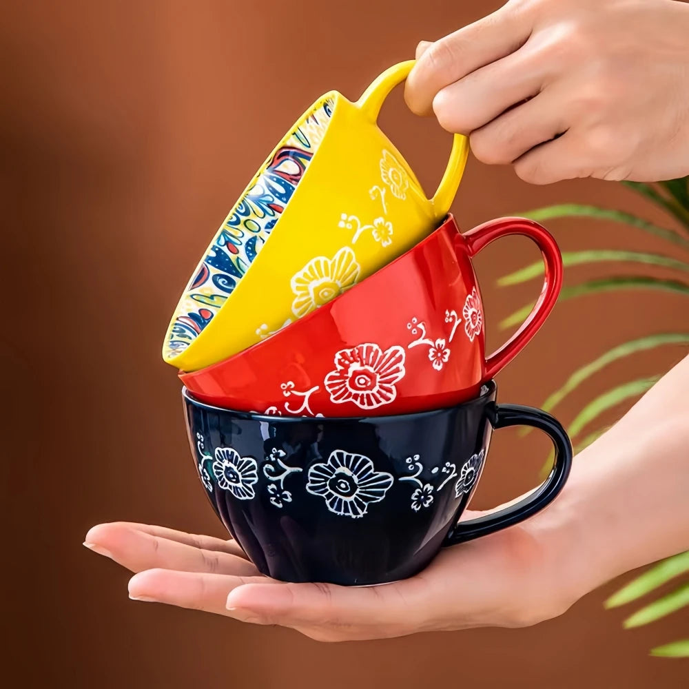 Bohemian Ceramic Mug – 13.5oz Handcrafted Coffee & Tea Cup