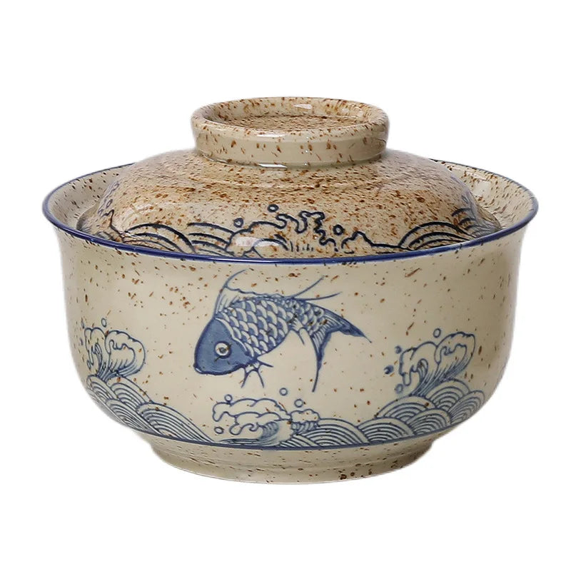 6.5-Inch Ceramic Ramen Bowl with Lid – Soup, Rice & Noodle Bowl