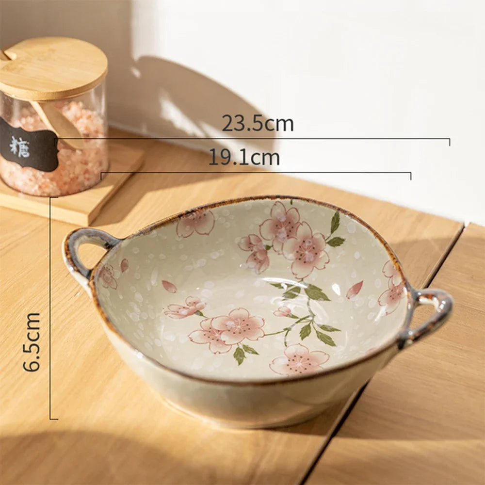 7.5" Ceramic Soup Bowl with Handle – Microwave Safe