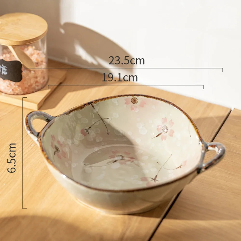 7.5" Ceramic Soup Bowl with Handle – Microwave Safe