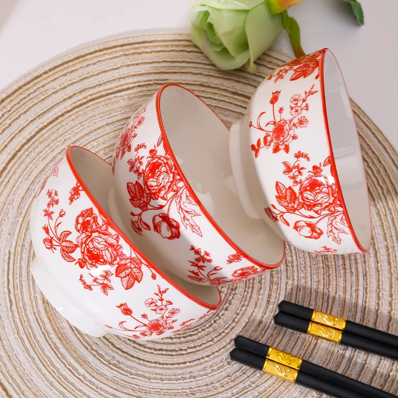 3PCS 4.5-Inch Ceramic Rice Bowls - Microwave Safe