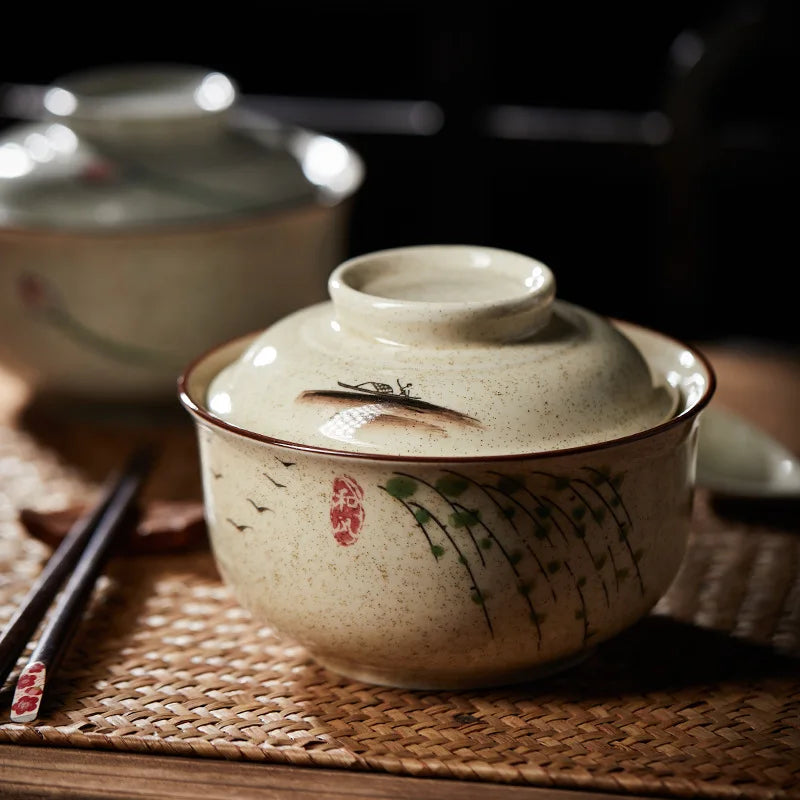 6.5-Inch Ceramic Ramen Bowl with Lid – Soup, Rice & Noodle Bowl