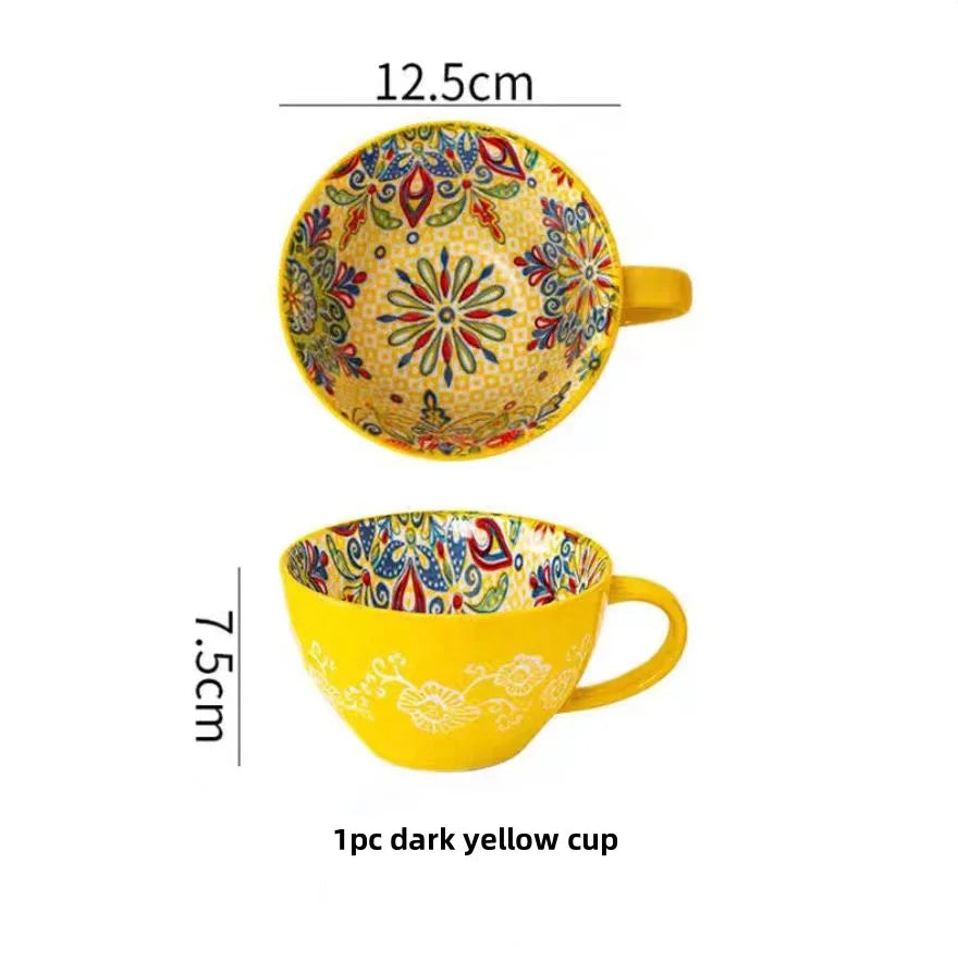 Bohemian Ceramic Mug – 13.5oz Handcrafted Coffee & Tea Cup