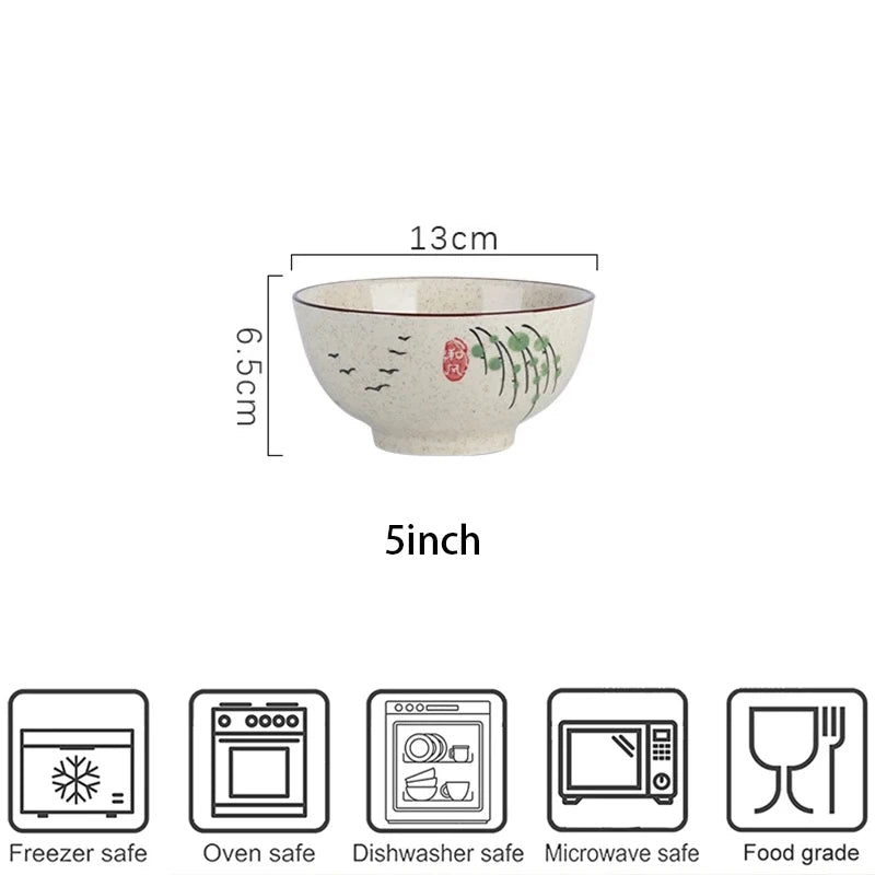 5 Inch Ceramic Rice Bowl – Microwave Safe Cereal & Soup Bowl