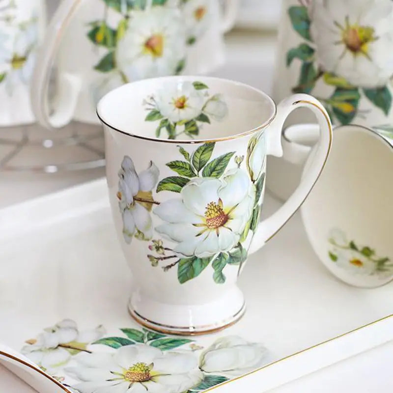 300ML Vintage Floral Porcelain Coffee Mug
