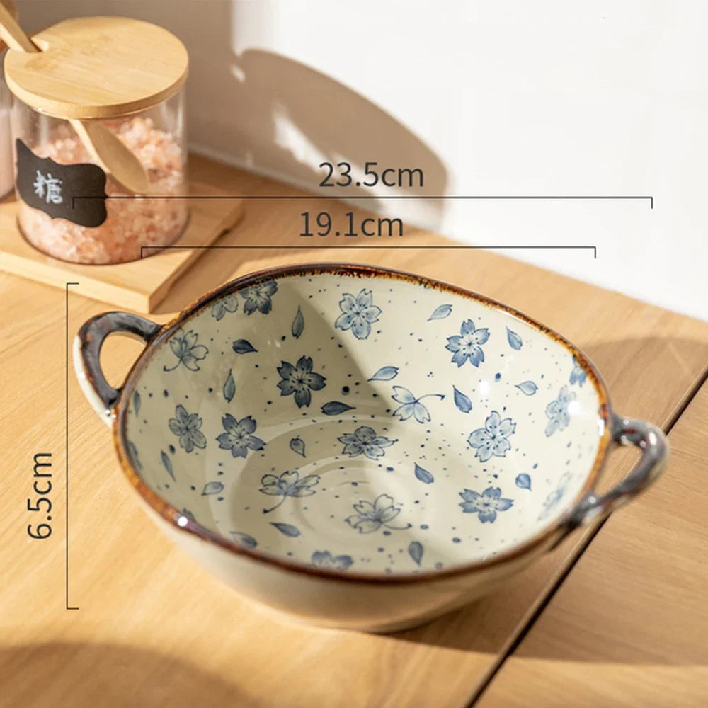 7.5" Ceramic Soup Bowl with Handle – Microwave Safe