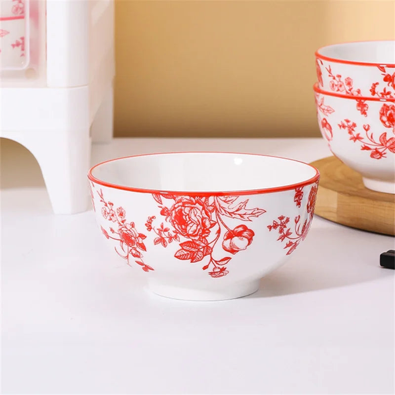 3PCS 4.5-Inch Ceramic Rice Bowls - Microwave Safe