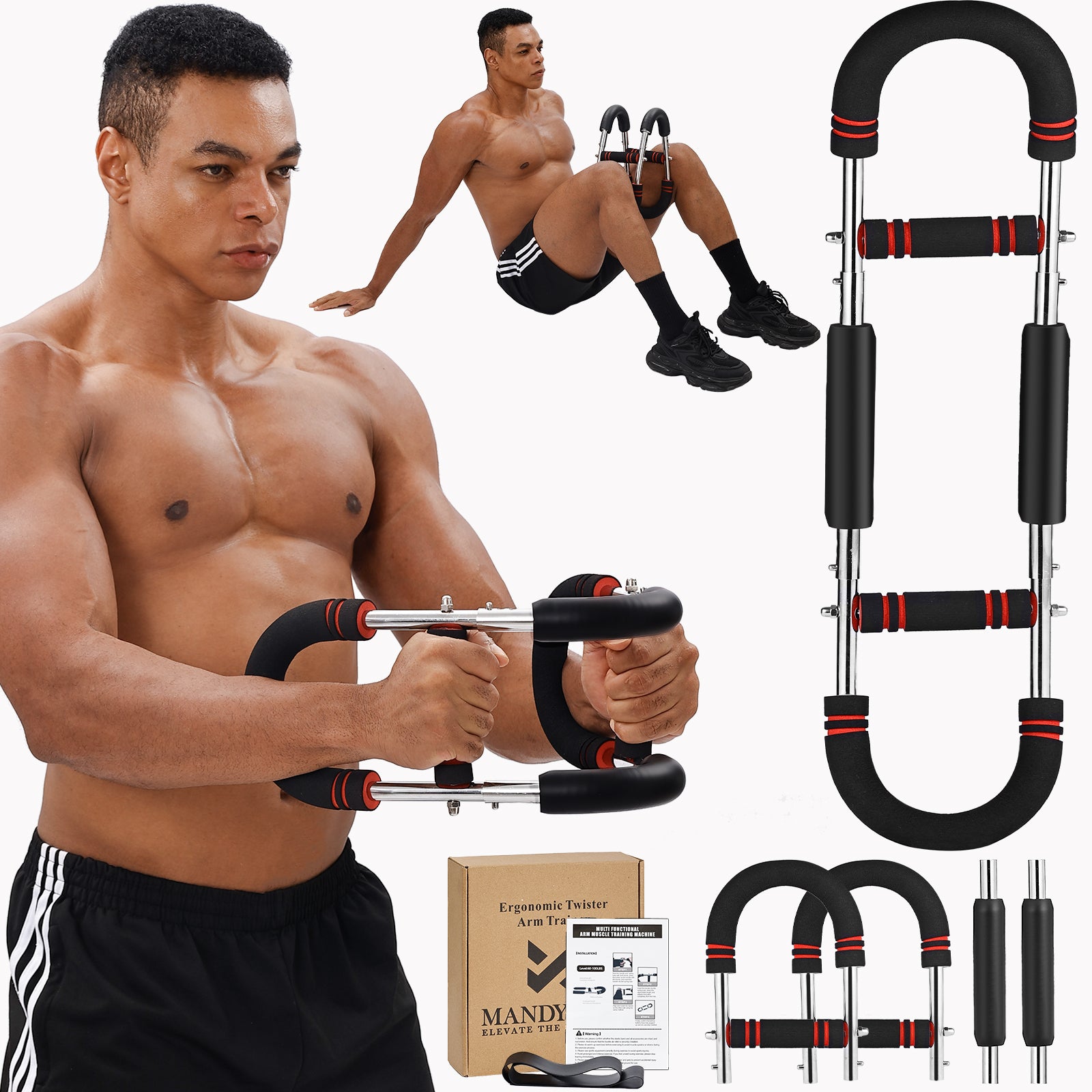 MANDYLINE Arm Twister Trainer 66–110LB Chest Expander Strength Bar