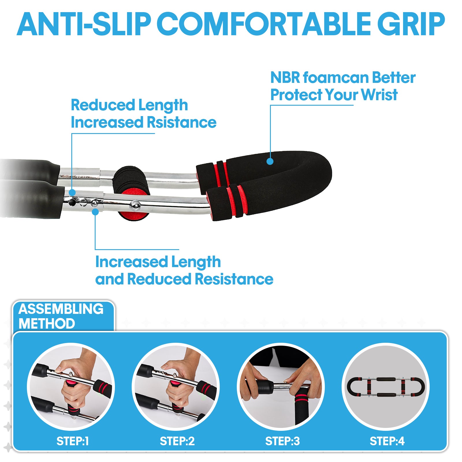 MANDYLINE Arm Twister Trainer 66–110LB Chest Expander Strength Bar