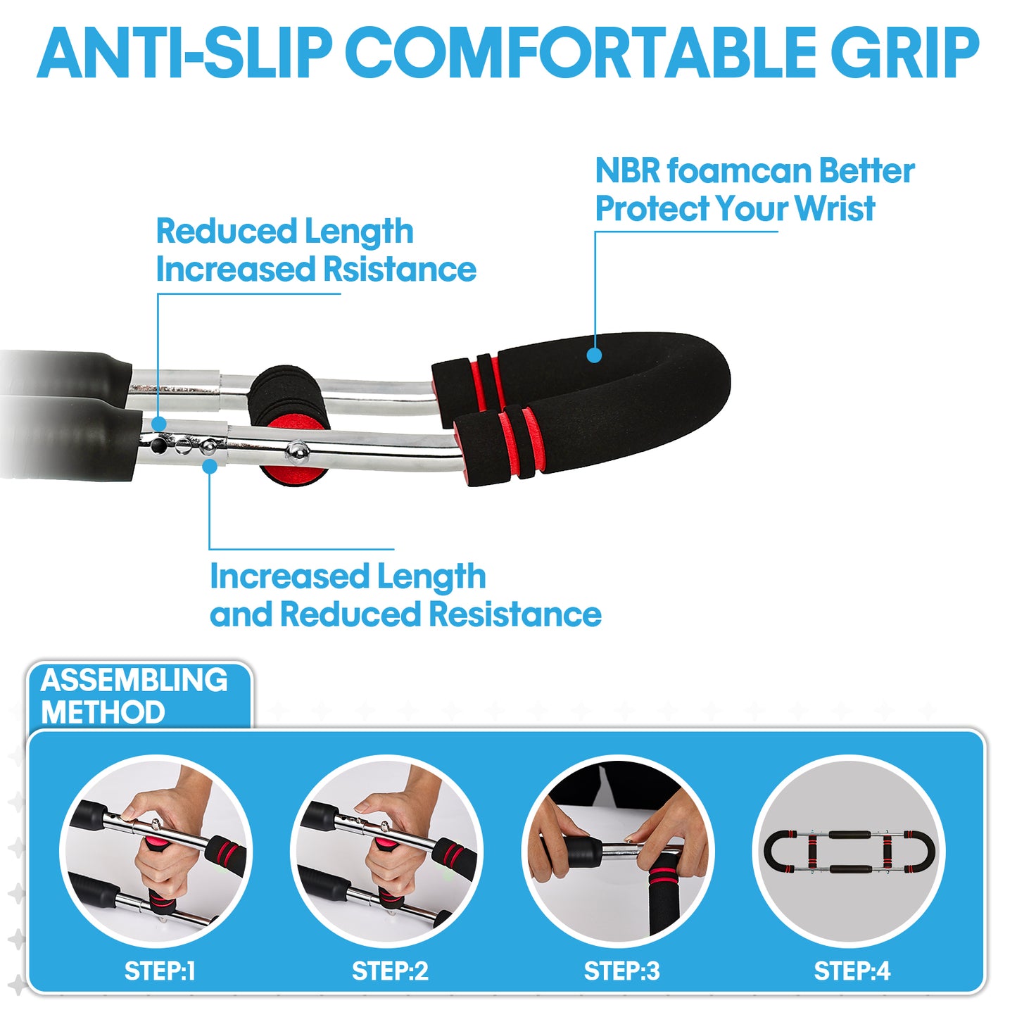 MANDYLINE Arm Twister Trainer 66–110LB Chest Expander Strength Bar