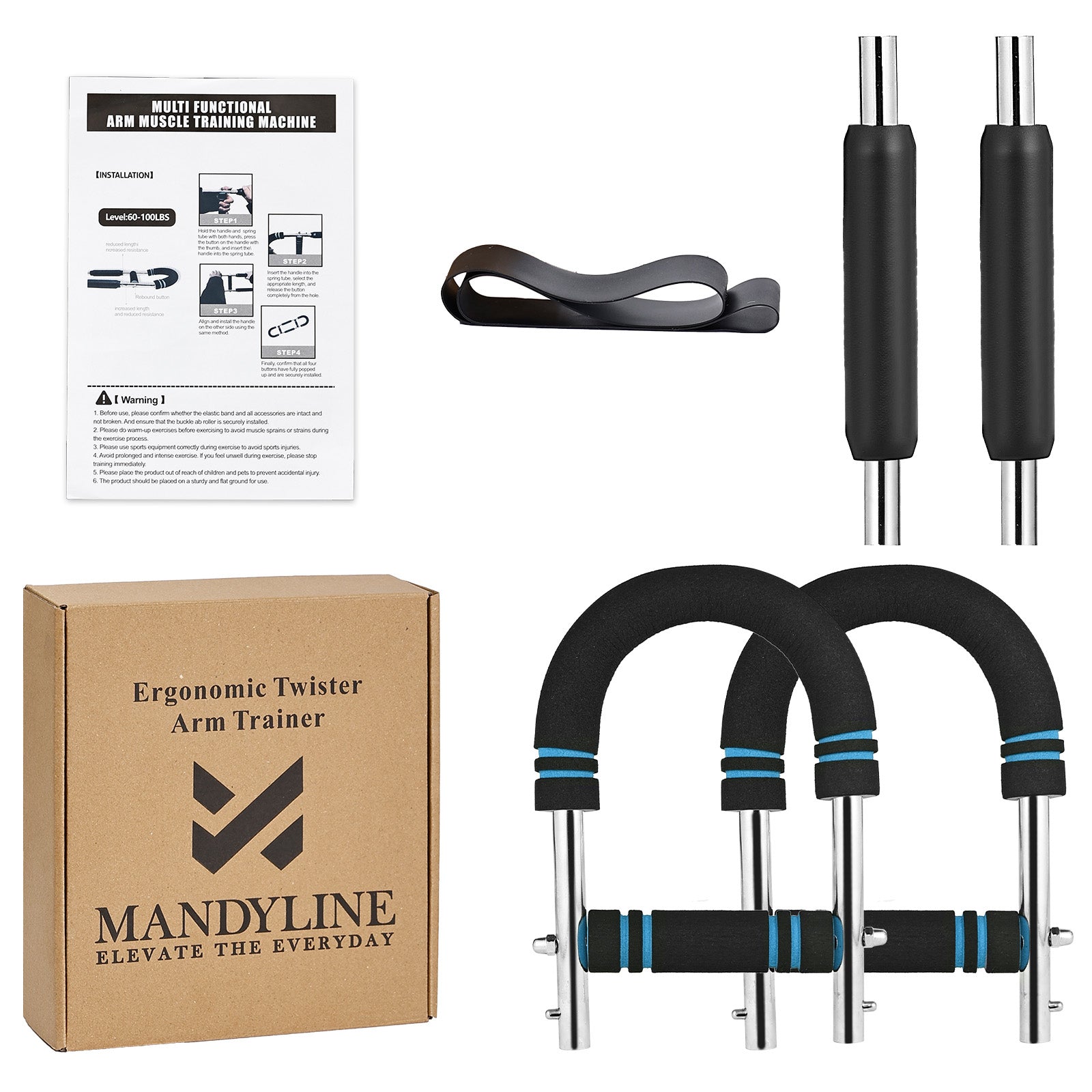 MANDYLINE Arm Twister Trainer 66–110LB Chest Expander Strength Bar