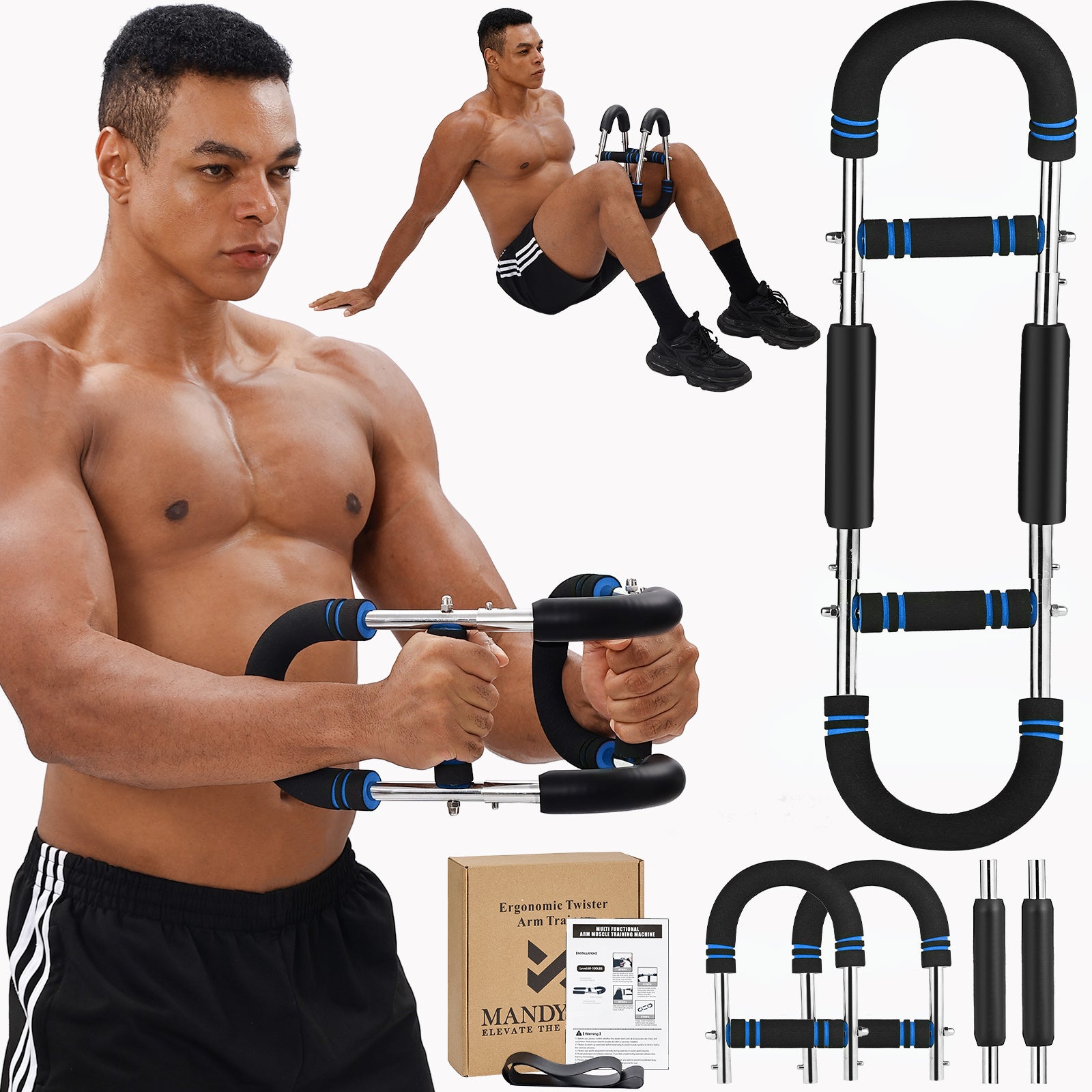 MANDYLINE Arm Twister Trainer 66–110LB Chest Expander Strength Bar