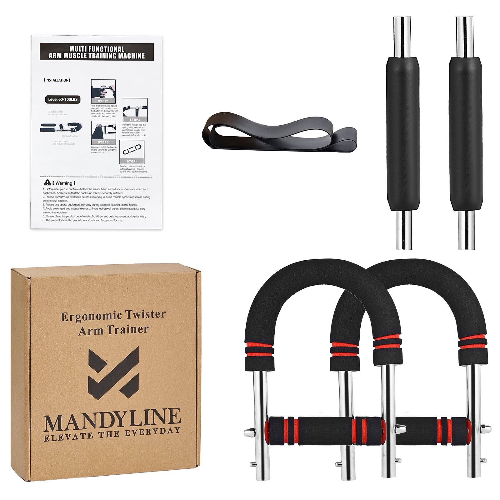 MANDYLINE Arm Twister Trainer 66–110LB Chest Expander Strength Bar