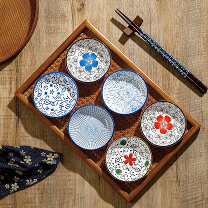 6pcs Mini Ceramic Dipping Plates – Soy Sauce, Sushi, Snack Dishes