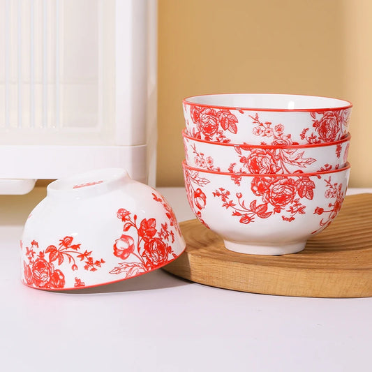 3PCS 4.5-Inch Ceramic Rice Bowls - Microwave Safe