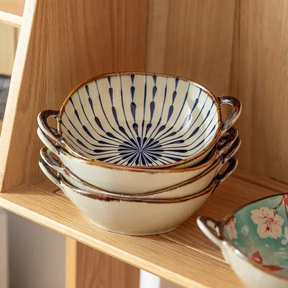 7.5" Ceramic Soup Bowl with Handle – Microwave Safe