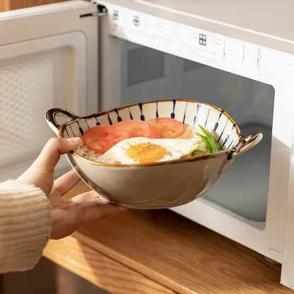 7.5" Ceramic Soup Bowl with Handle – Microwave Safe