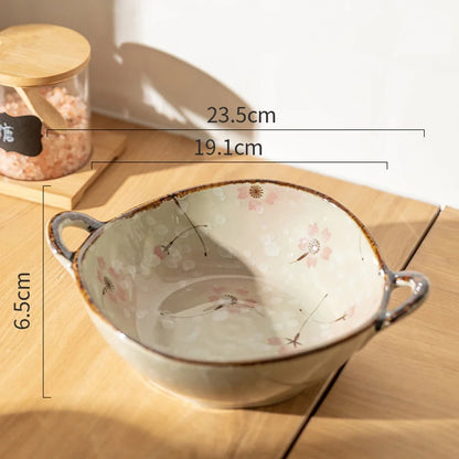 7.5" Ceramic Soup Bowl with Handle – Microwave Safe