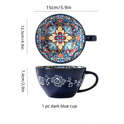 Bohemian Ceramic Mug – 13.5oz Handcrafted Coffee & Tea Cup