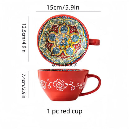 Bohemian Ceramic Mug – 13.5oz Handcrafted Coffee & Tea Cup