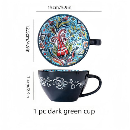 Bohemian Ceramic Mug – 13.5oz Handcrafted Coffee & Tea Cup