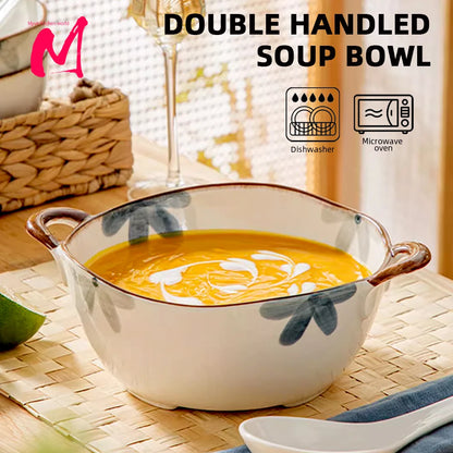 1700ml Ceramic Noodle & Soup Bowl with Handle – Pasta, Salad & Kitchen Tableware